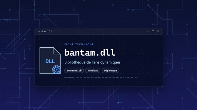 Erreur bantam.dll : causes et solutions Visuel technique du fichier bantam.dll, bibliothèque de liens dynamiques de Windows