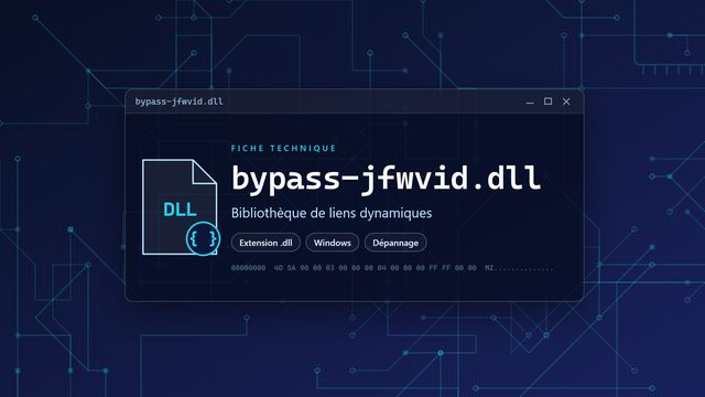 Erreur bypass-jfwvid.dll : causes et solutions Visuel technique du fichier bypass-jfwvid.dll, bibliothèque de liens dynamiques de Windows