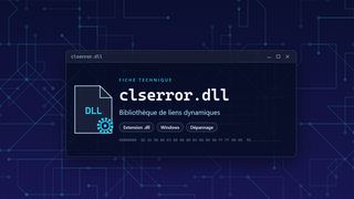 Visuel technique du fichier clserror.dll, bibliothèque de liens dynamiques de Windows