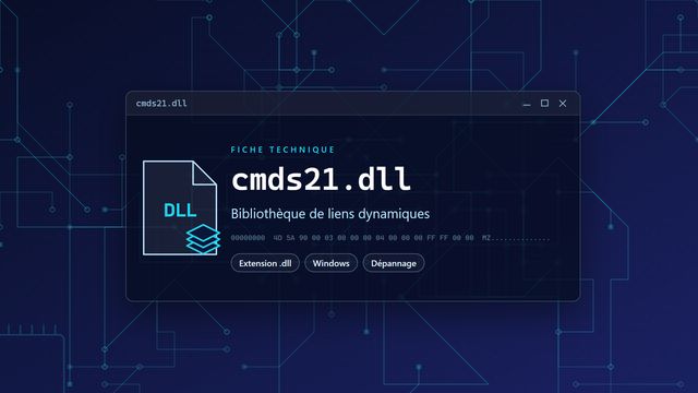 Erreur cmds21.dll : causes et solutions Visuel technique du fichier cmds21.dll, bibliothèque de liens dynamiques de Windows