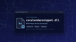 Visuel technique du fichier cscalendarsnippet.dll, bibliothèque de liens dynamiques de Windows