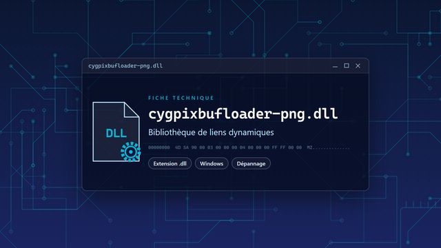 Erreur cygpixbufloader-png.dll : causes et solutions Visuel technique du fichier cygpixbufloader-png.dll, bibliothèque de liens dynamiques de Windows
