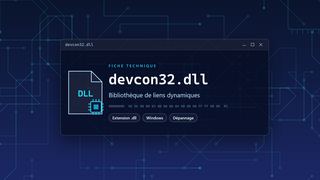 Visuel technique du fichier devcon32.dll, bibliothèque de liens dynamiques de Windows