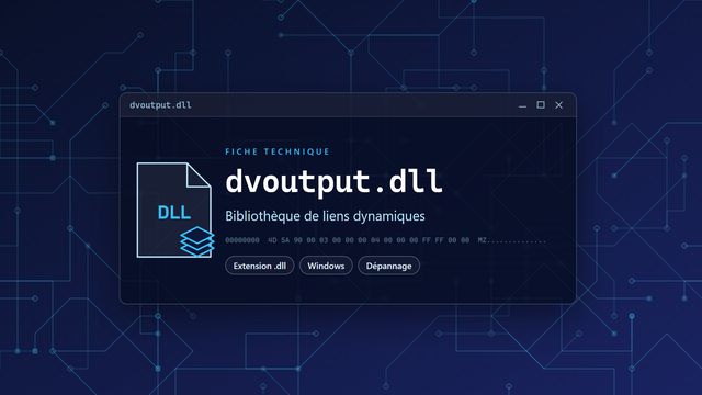 Erreur dvoutput.dll : causes et solutions Visuel technique du fichier dvoutput.dll, bibliothèque de liens dynamiques de Windows