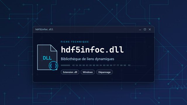 Erreur hdf5infoc.dll : causes et solutions Visuel technique du fichier hdf5infoc.dll, bibliothèque de liens dynamiques de Windows