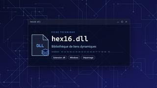 Visuel technique du fichier hex16.dll, bibliothèque de liens dynamiques de Windows