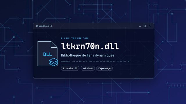 Erreur ltkrn70n.dll : causes et solutions Visuel technique du fichier ltkrn70n.dll, bibliothèque de liens dynamiques de Windows
