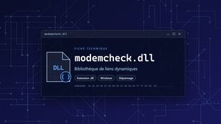 Visuel technique du fichier modemcheck.dll, bibliothèque de liens dynamiques de Windows