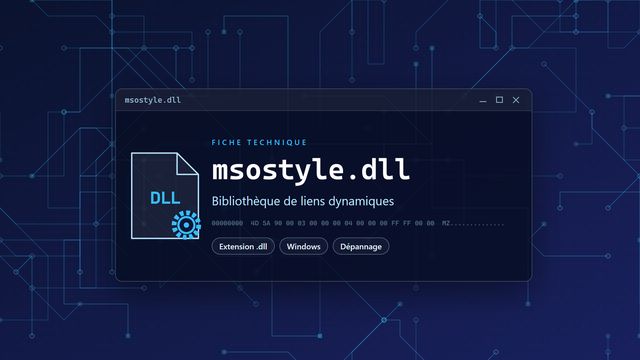 Erreur msostyle.dll : causes et solutions Visuel technique du fichier msostyle.dll, bibliothèque de liens dynamiques de Windows