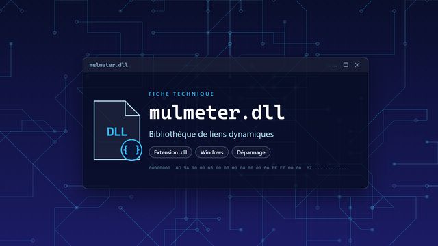 Erreur mulmeter.dll : causes et solutions Visuel technique du fichier mulmeter.dll, bibliothèque de liens dynamiques de Windows
