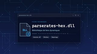 Visuel technique du fichier parserates-hex.dll, bibliothèque de liens dynamiques de Windows
