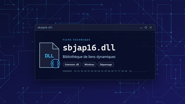 Erreur sbjap16.dll : causes et solutions Visuel technique du fichier sbjap16.dll, bibliothèque de liens dynamiques de Windows