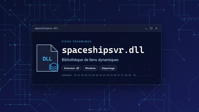 Erreur spaceshipsvr.dll : causes et solutions Visuel technique du fichier spaceshipsvr.dll, bibliothèque de liens dynamiques de Windows