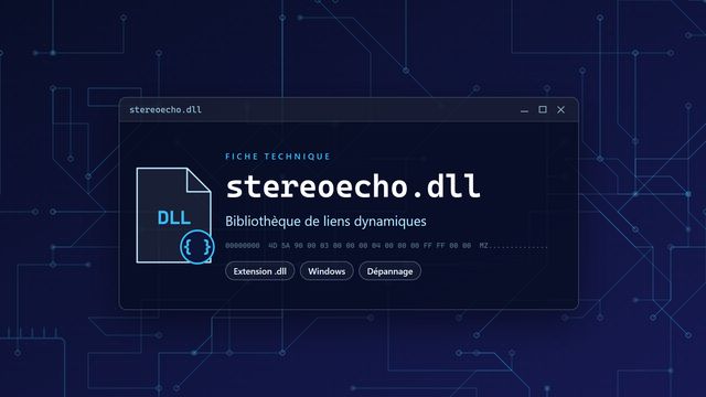 Erreur stereoecho.dll : causes et solutions Visuel technique du fichier stereoecho.dll, bibliothèque de liens dynamiques de Windows