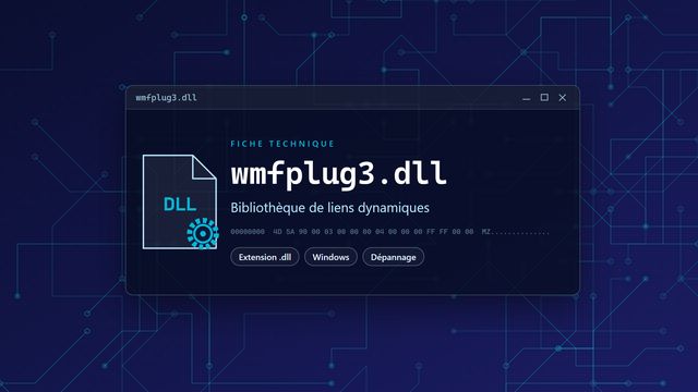 Erreur wmfplug3.dll : causes et solutions Visuel technique du fichier wmfplug3.dll, bibliothèque de liens dynamiques de Windows
